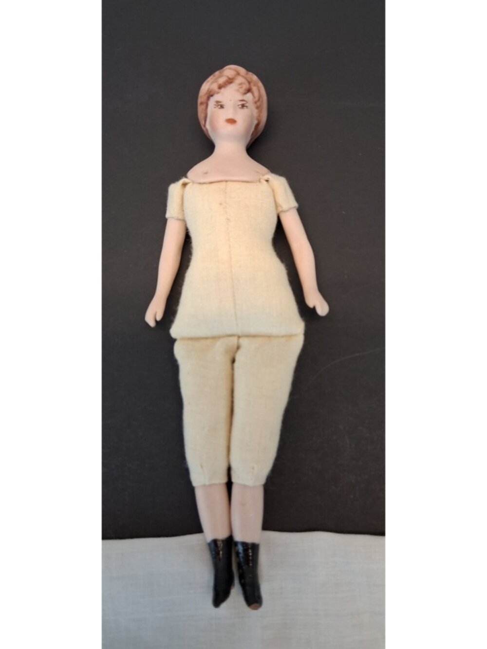 Genuine Antique 6" German Bisque Dollhouse Lady Doll 1890–1915 Mold Marked GUC